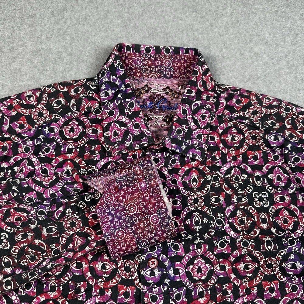 Robert Graham Mens M Classic‎ Fit Red Medallion Geometric Flip Cuff Shirt